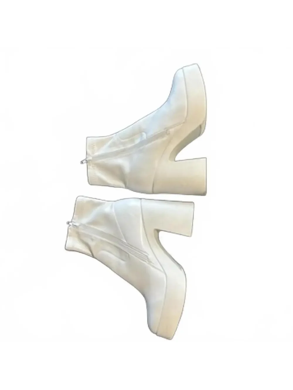 White Platform Block Heel Ankle Boots